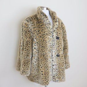 INC Faux Leopard Animal Fur Coat 2X